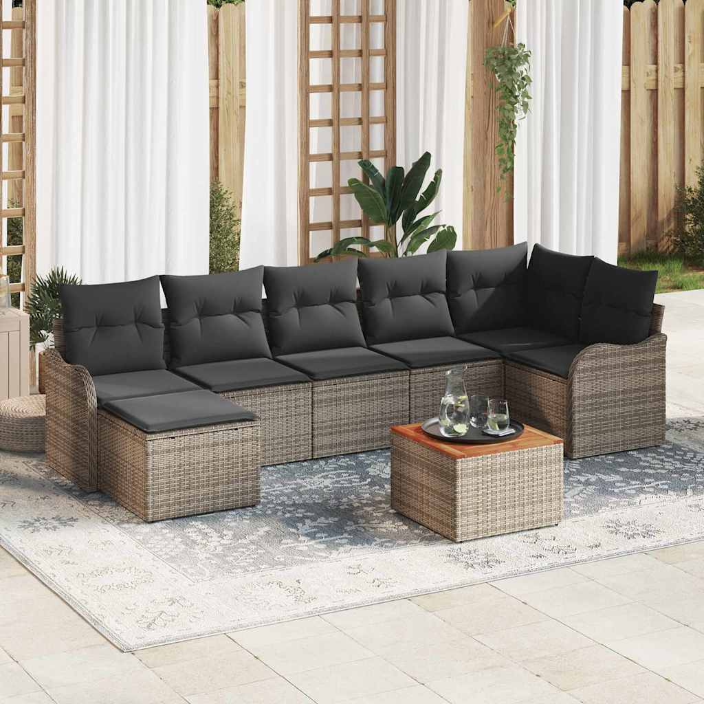 Gartensofa-set mit Speicher 8 pcs Schwarz und Creme Poly-Rattan