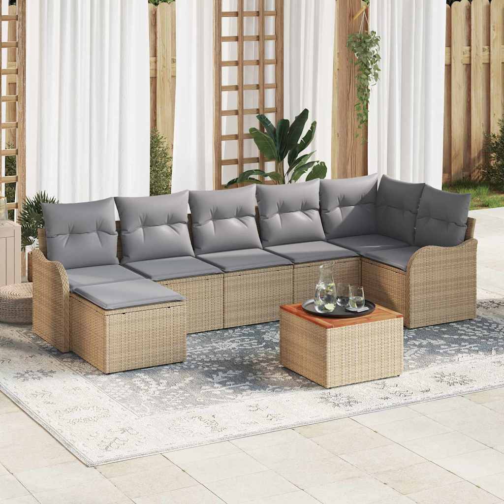 Gartensofa-set mit Speicher 8 pcs Schwarz und Creme Poly-Rattan
