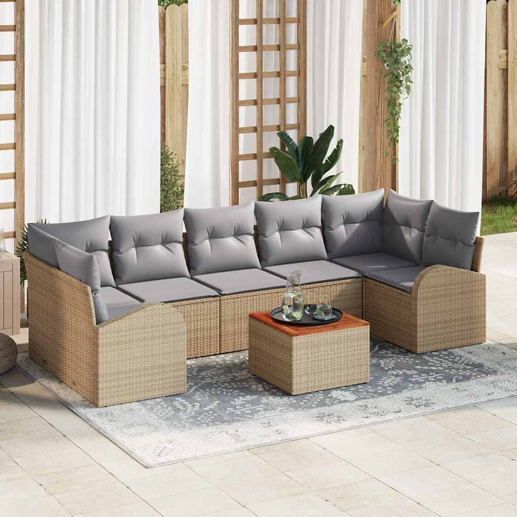 Gartensofa-set mit Speicher 8 pcs Schwarz und Creme Poly-Rattan