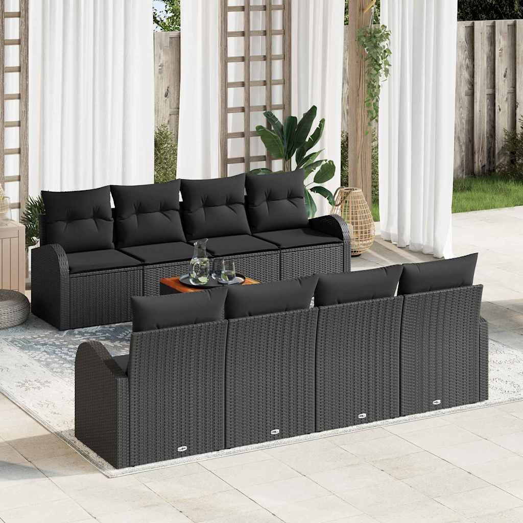 Garten-Sofa-Set 9 pcs Schwarz und Weiß