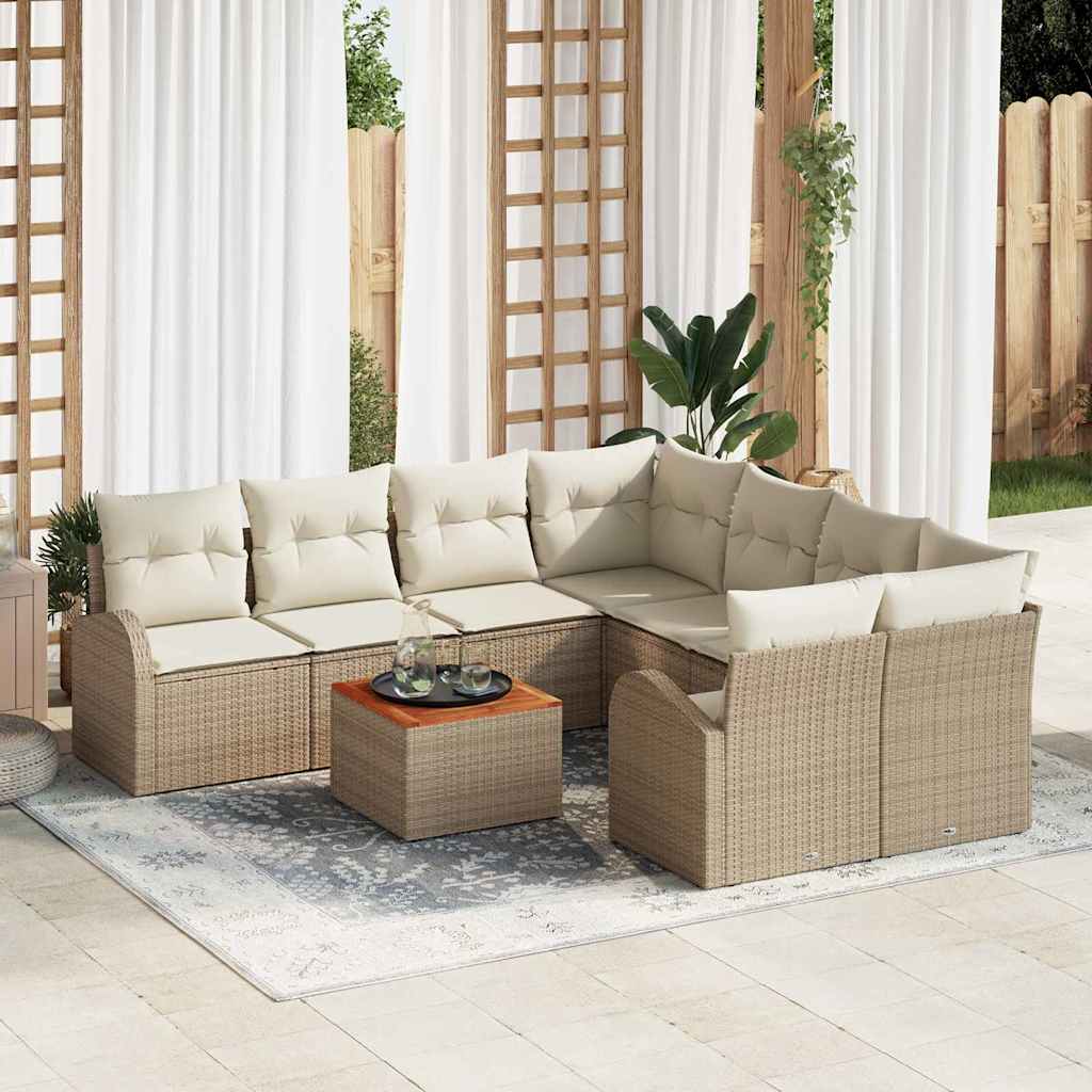 Garten-Sofa-Set 9 pcs Schwarz und Weiß