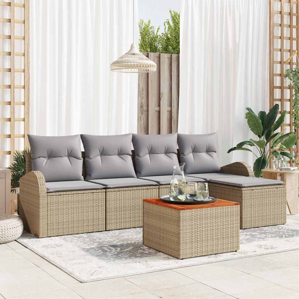 Garten-Sofa-Set 6 pcs Schwarz und Weiß