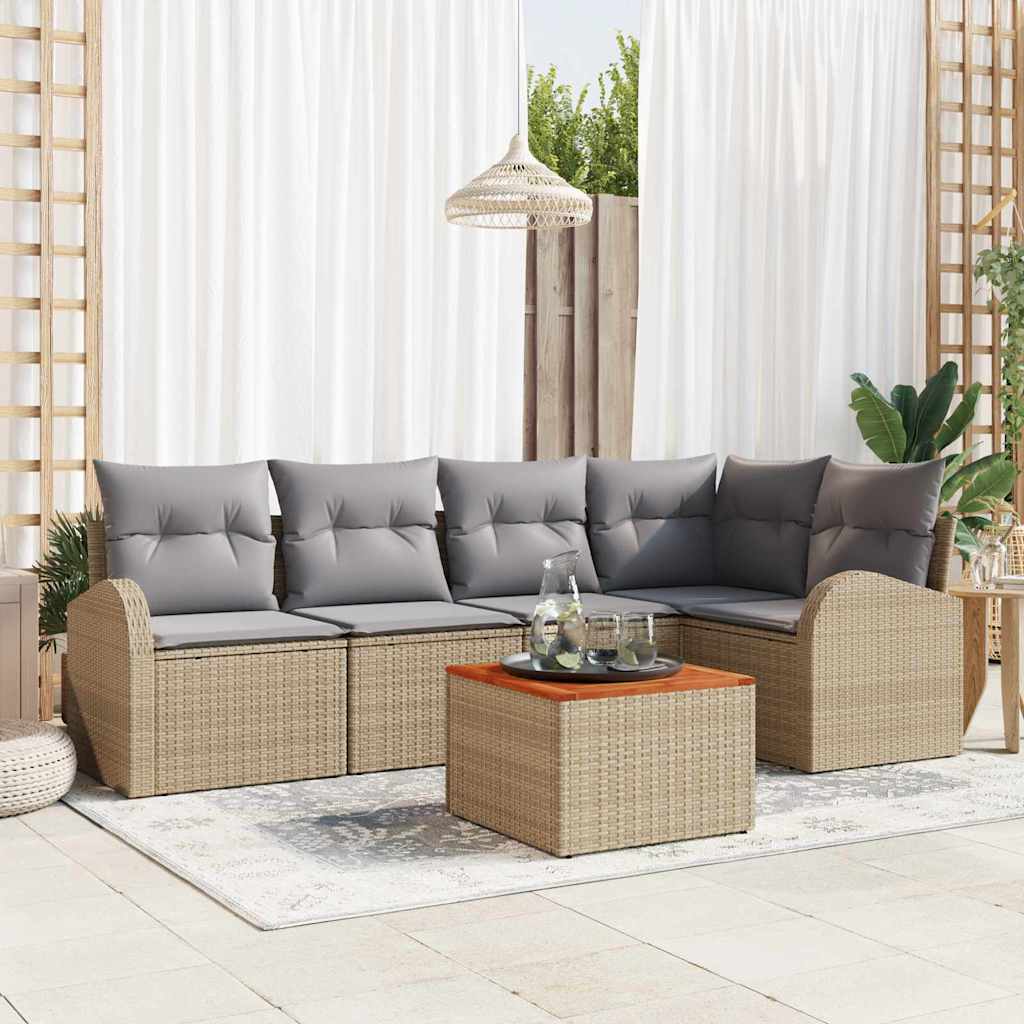Garten-Sofa-Set 6 pcs Schwarz und Weiß