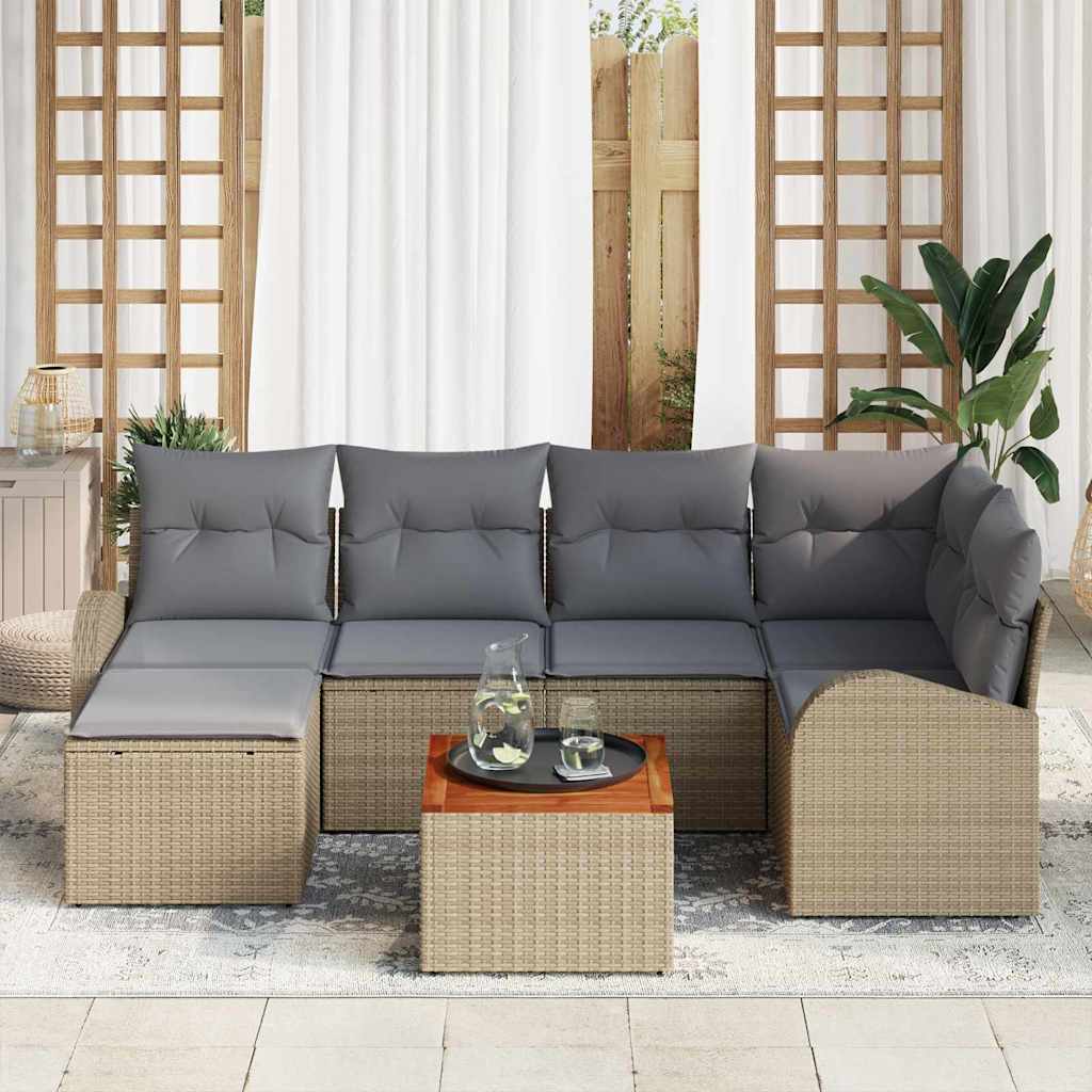 Garten-Sofa-Set 7 pcs Schwarz und Weiß