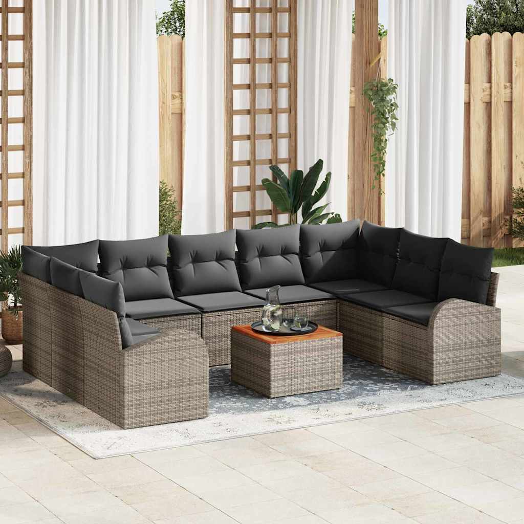 Garten-Sofa-Set 10 pcs Schwarz und Weiß