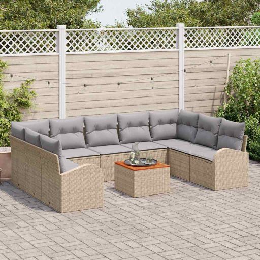 Garten-Sofa-Set 10 pcs Schwarz und Weiß