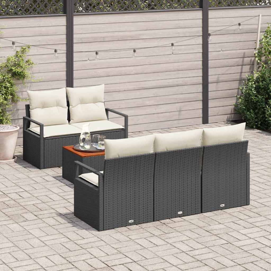 Garten-Sofa-Set 6 pcs Schwarz und Weiß
