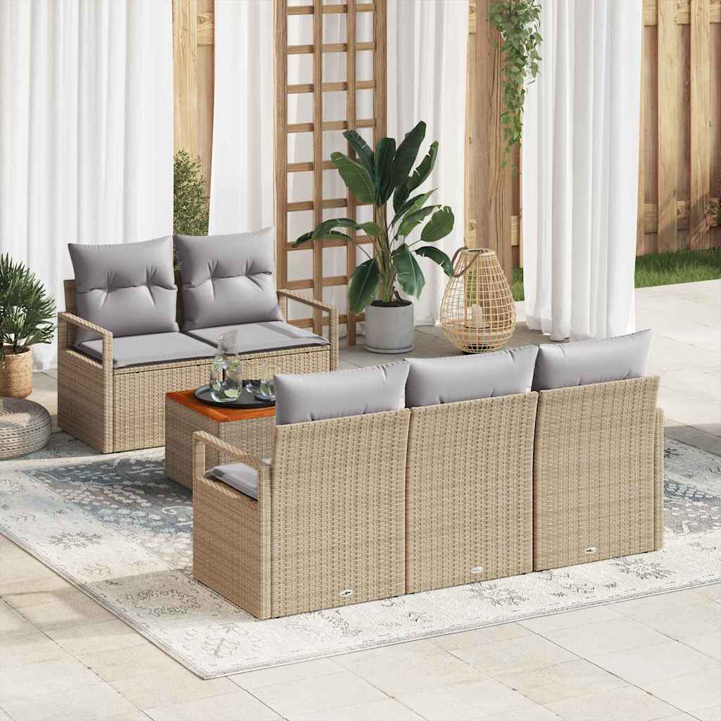 Garten-Sofa-Set 6 pcs Schwarz und Weiß