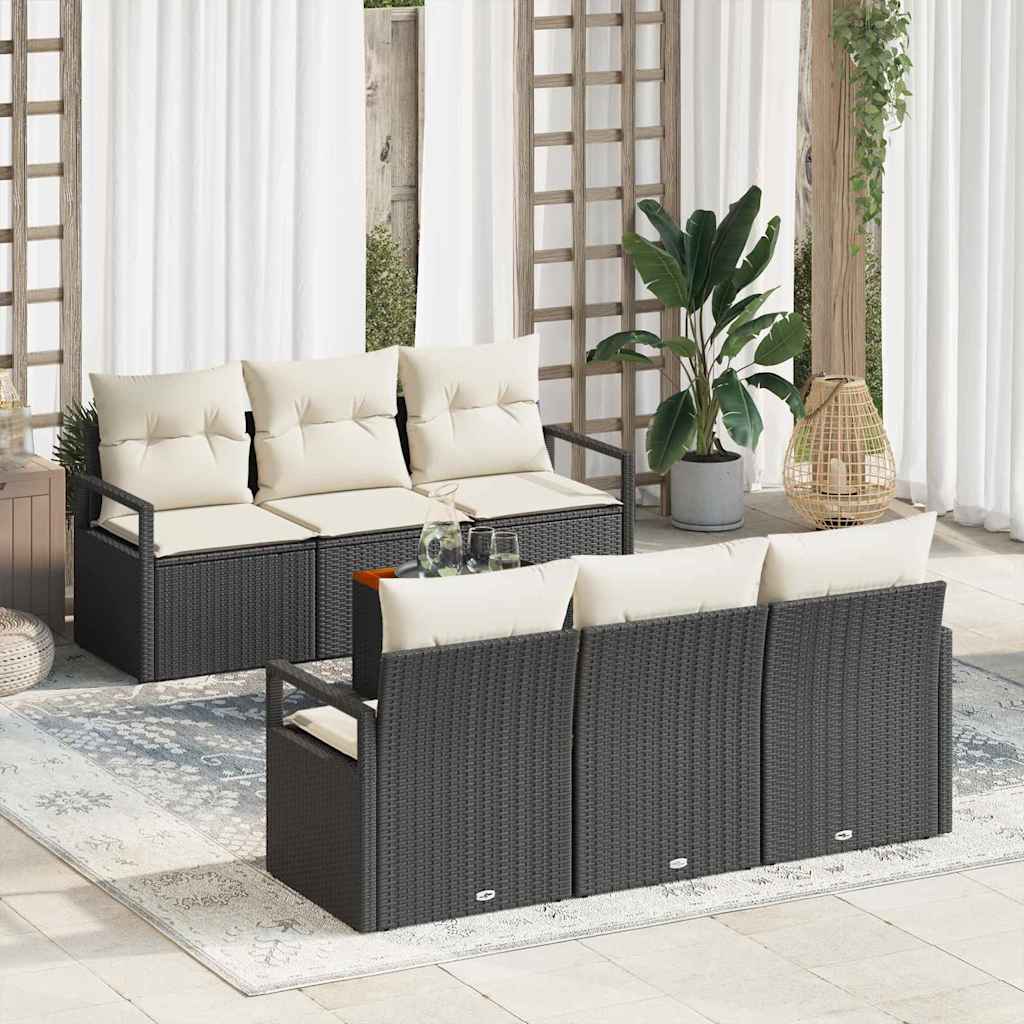 Garten-Sofa-Set 7 pcs Schwarz und Weiß