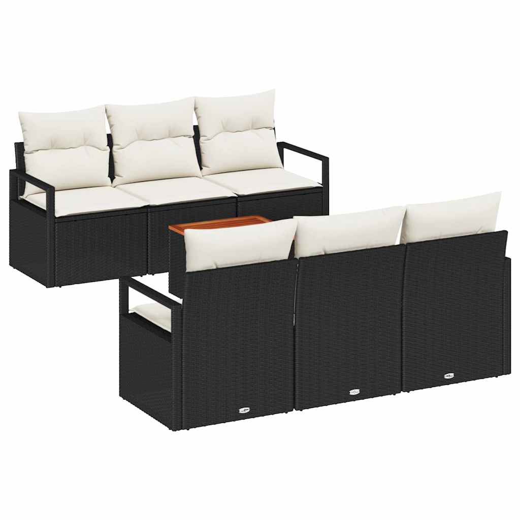 Garten-Sofa-Set 7 pcs Schwarz und Weiß