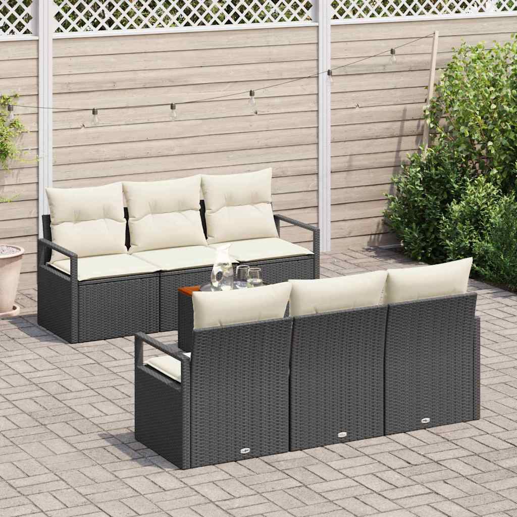 Garten-Sofa-Set 7 pcs Schwarz und Weiß