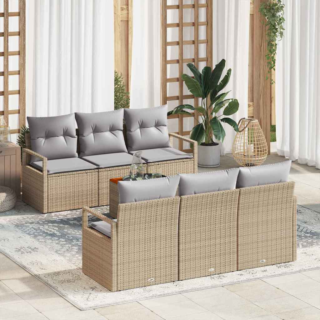 Garten-Sofa-Set 7 pcs Schwarz und Weiß