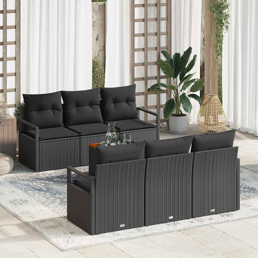 Garten-Sofa-Set 7 pcs Schwarz und Weiß