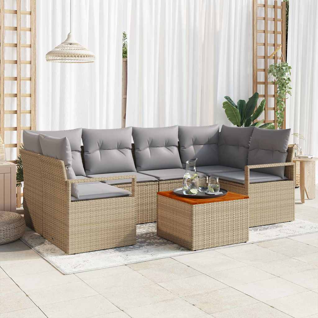 Garten-Sofa-Set 7 pcs Schwarz und Weiß