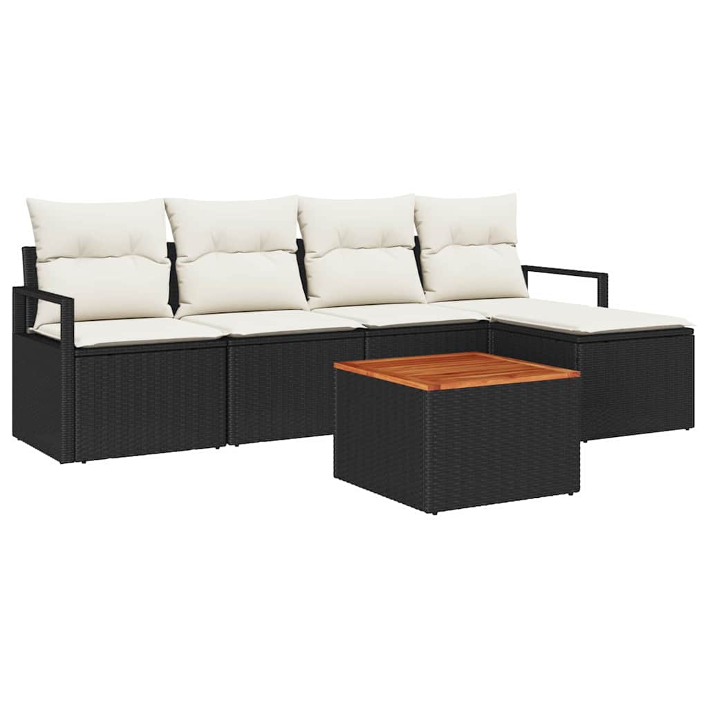 Garten-Sofa-Set 6 pcs Schwarz und Weiß
