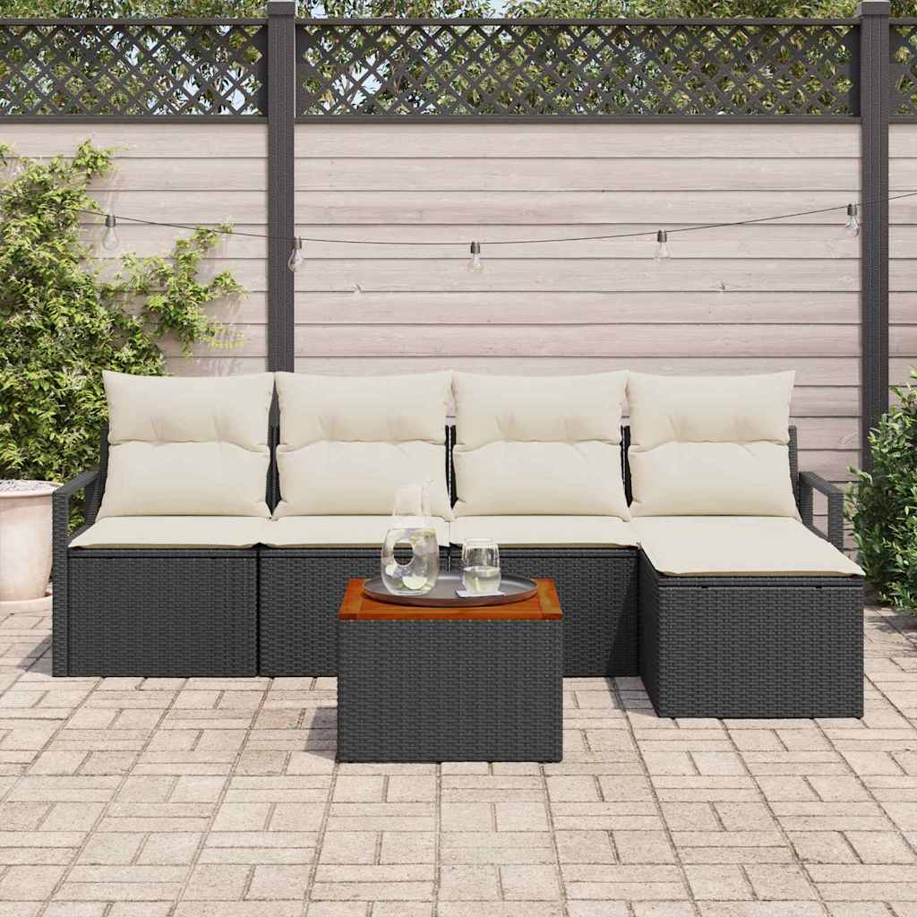 Garten-Sofa-Set 6 pcs Schwarz und Weiß