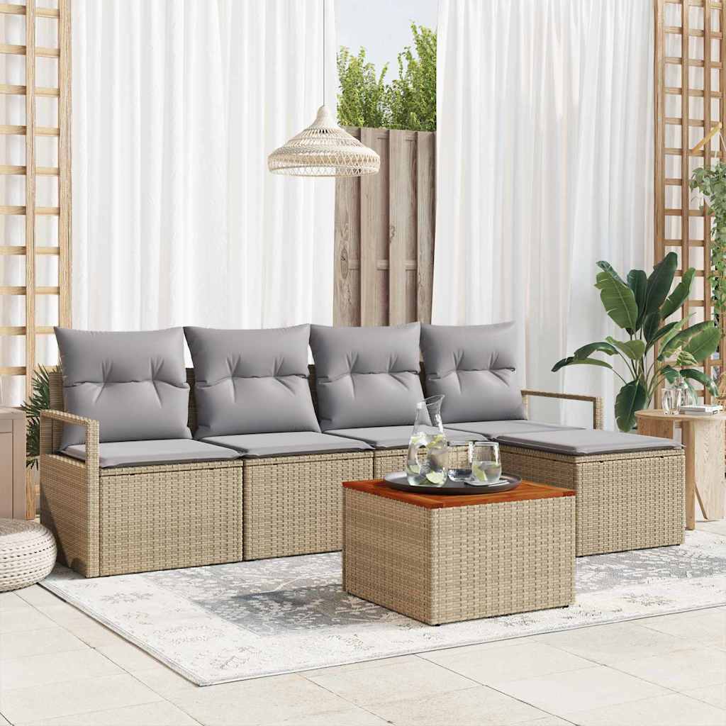 Garten-Sofa-Set 6 pcs Schwarz und Weiß