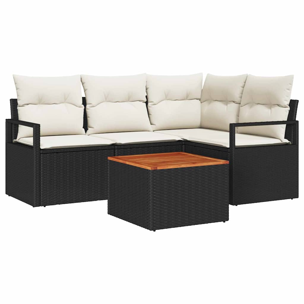 Garten-Sofa-Set 5 pcs Schwarz und Weiß