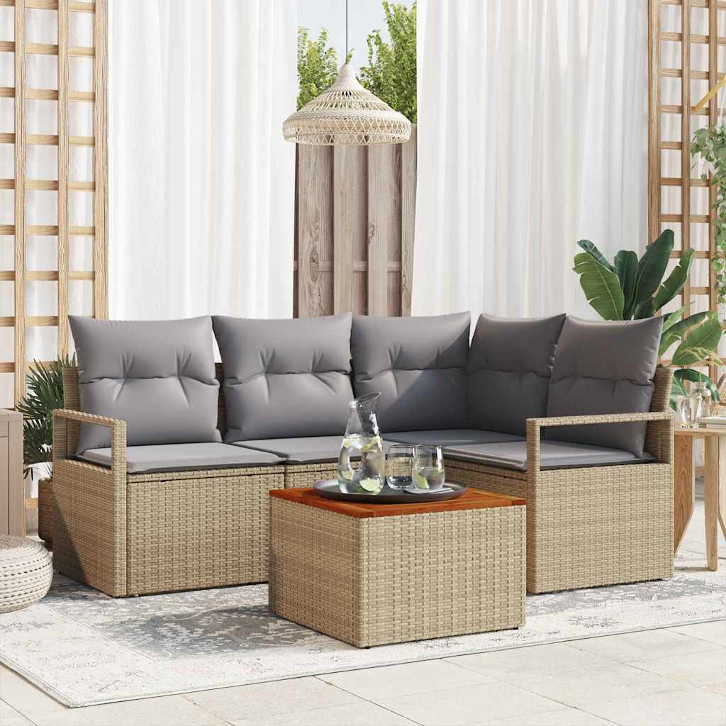 Garten-Sofa-Set 5 pcs Schwarz und Weiß