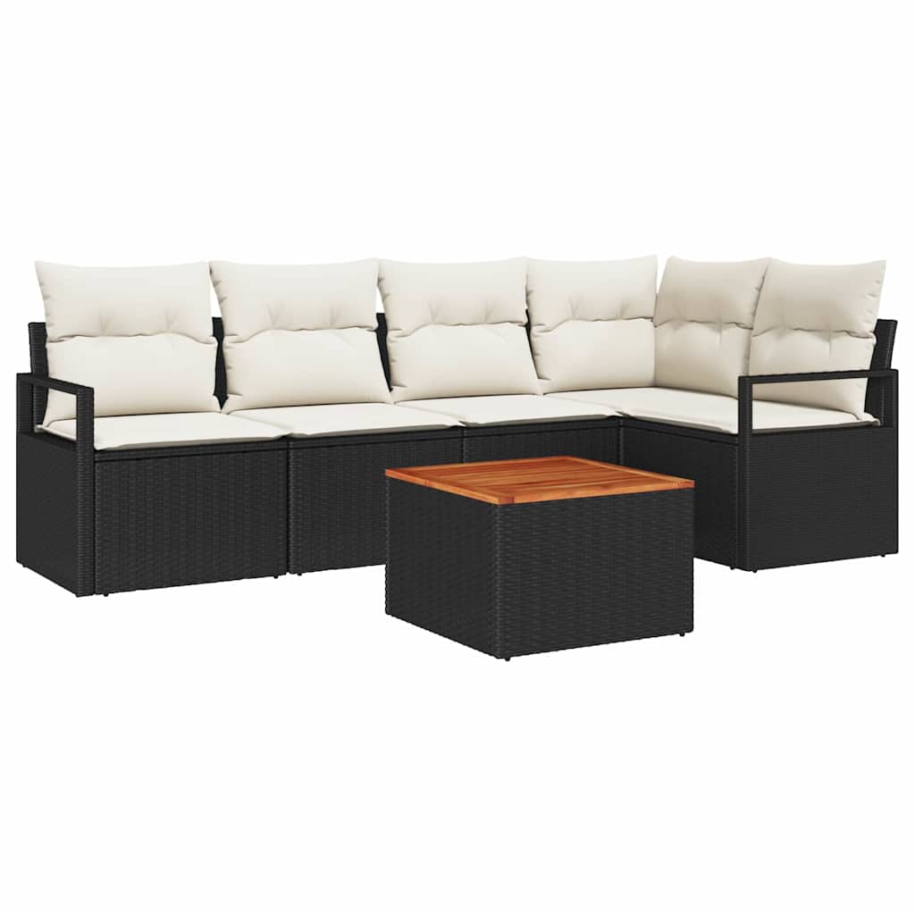 Garten-Sofa-Set 6 pcs Schwarz und Weiß