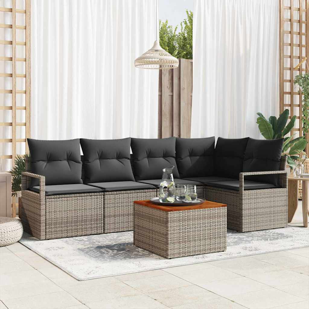 Garten-Sofa-Set 6 pcs Schwarz und Weiß