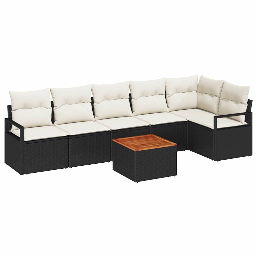 Garten-Sofa-Set 7 pcs Schwarz und Weiß