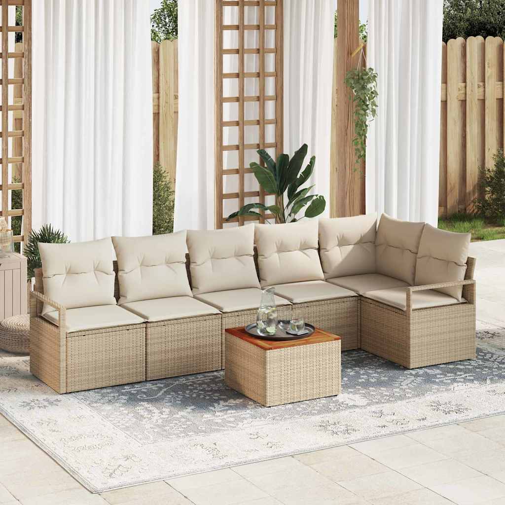 Garten-Sofa-Set 7 pcs Schwarz und Weiß