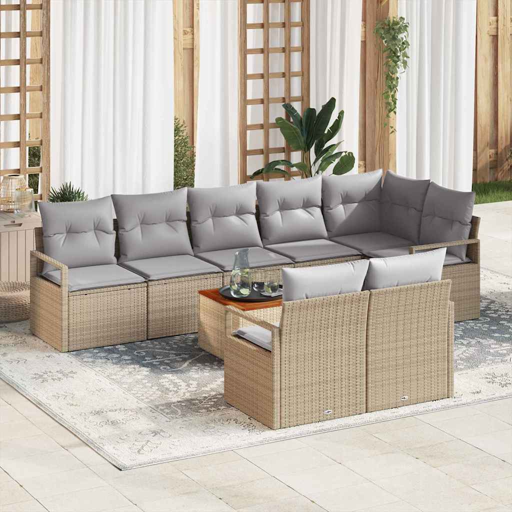 Gartensofa-set mit Speicher 9 pcs Schwarz und Creme Poly-Rattan