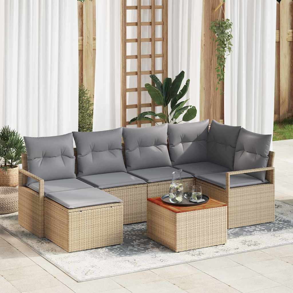 Garten-Sofa-Set 7 pcs Schwarz und Weiß
