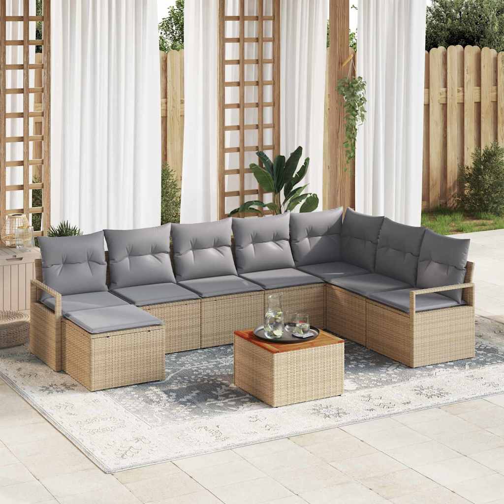 Garten-Sofa-Set 9 pcs Schwarz und Weiß