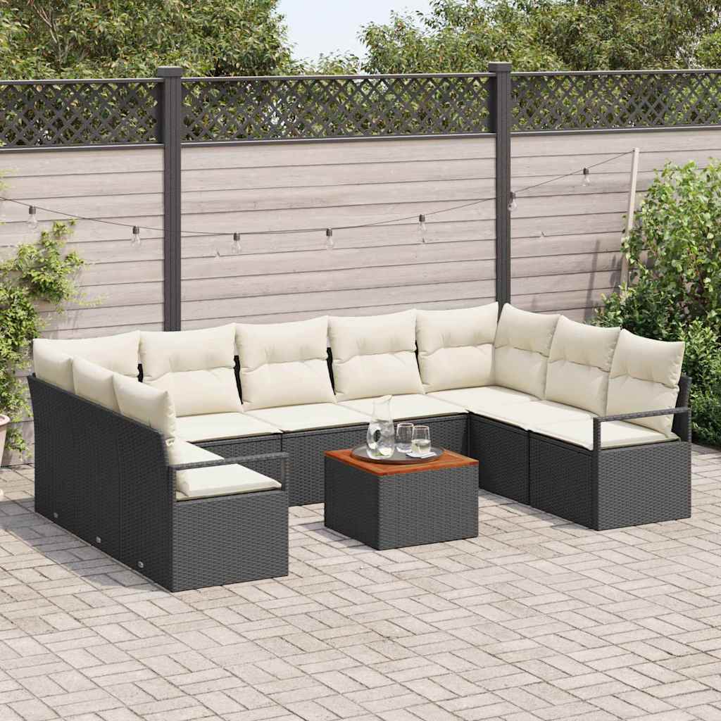 Garten-Sofa-Set 10 pcs Schwarz und Weiß