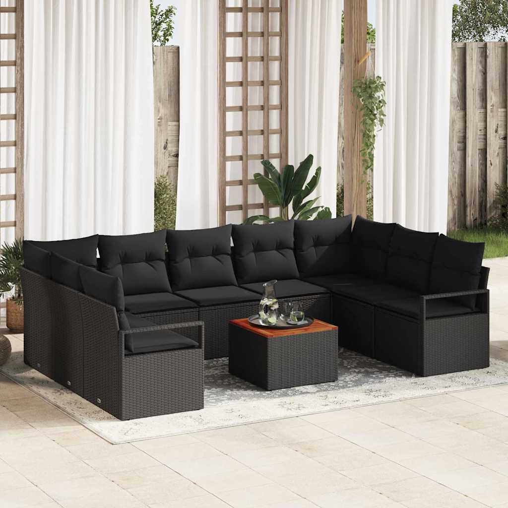 Garten-Sofa-Set 10 pcs Schwarz und Weiß