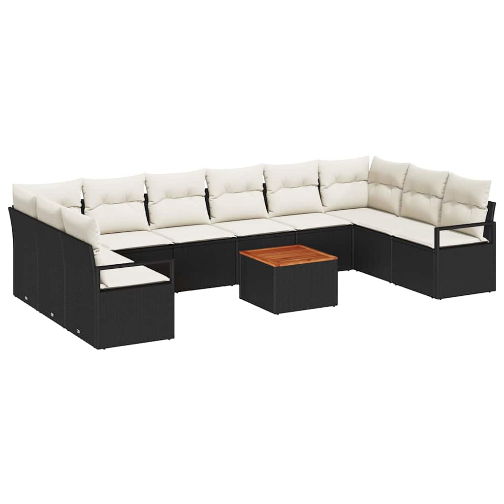 Garten-Sofa-Set 11 pcs Schwarz und Weiß
