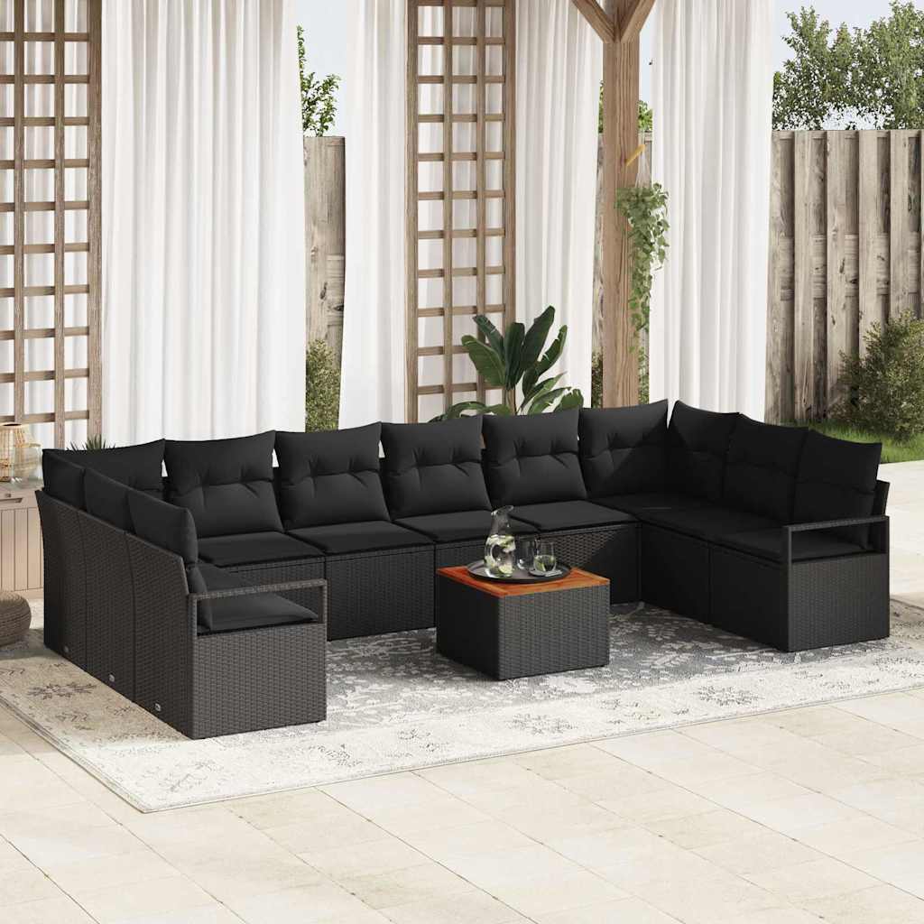Garten-Sofa-Set 11 pcs Schwarz und Weiß