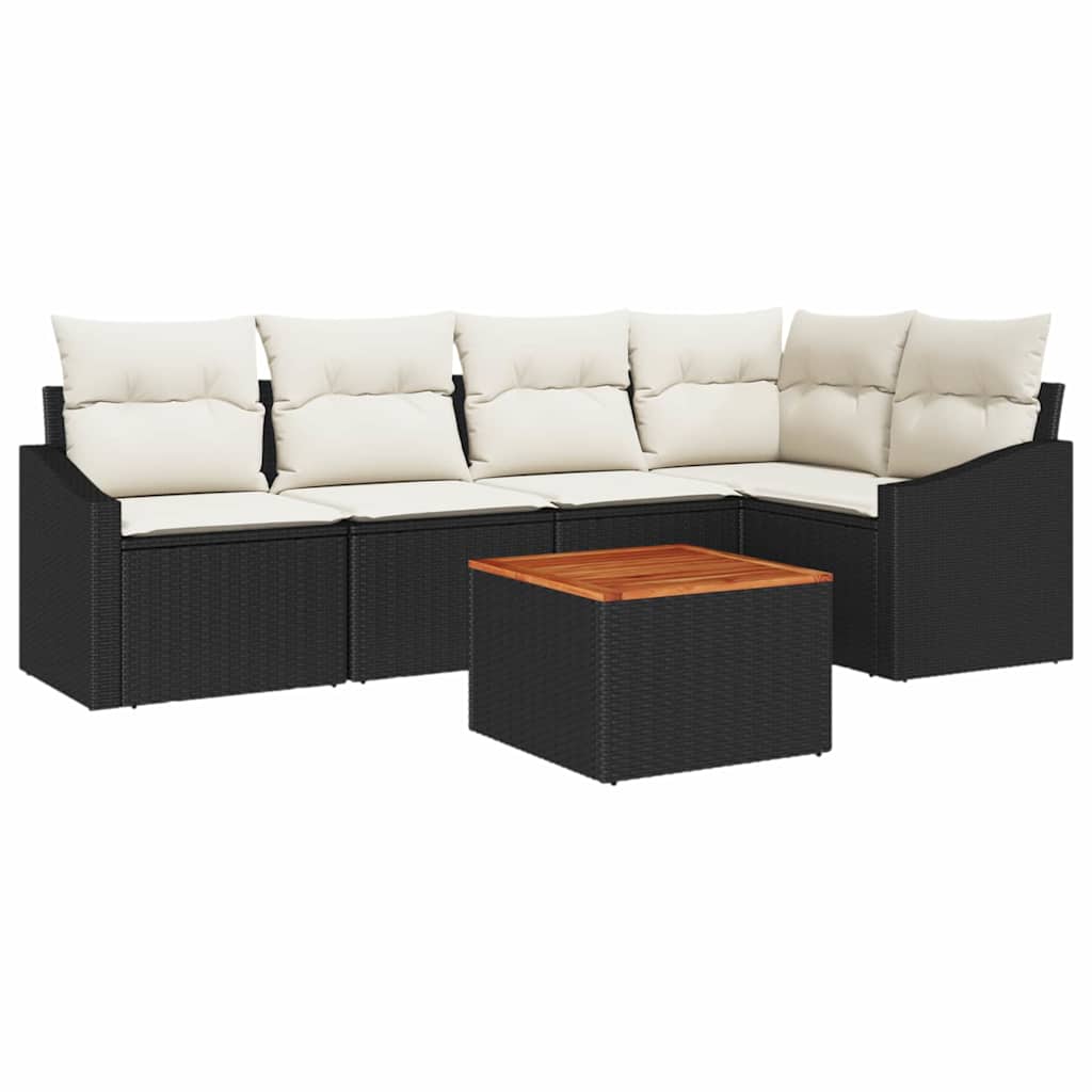 Garten-Sofa-Set 6 pcs Schwarz und Weiß