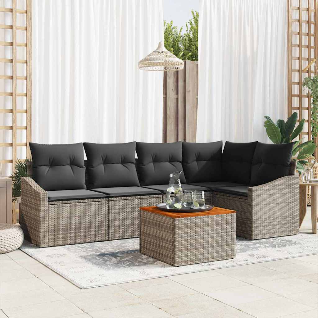 Garten-Sofa-Set 6 pcs Schwarz und Weiß
