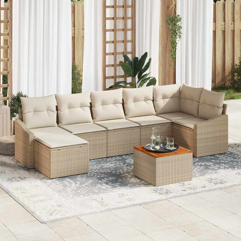 Garten-Sofa-Set 8 pcs Schwarz und Weiß