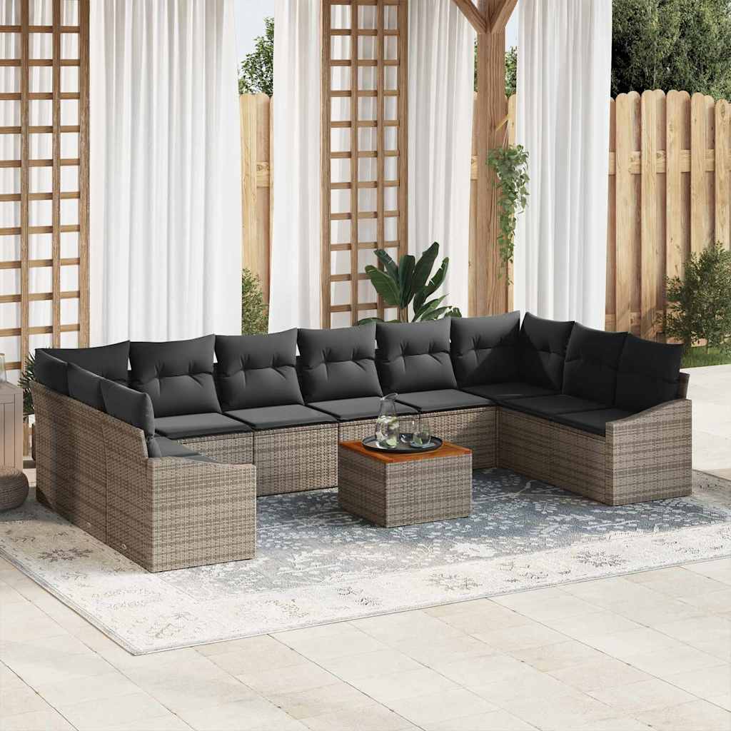Garten-Sofa-Set 11 pcs Schwarz und Weiß
