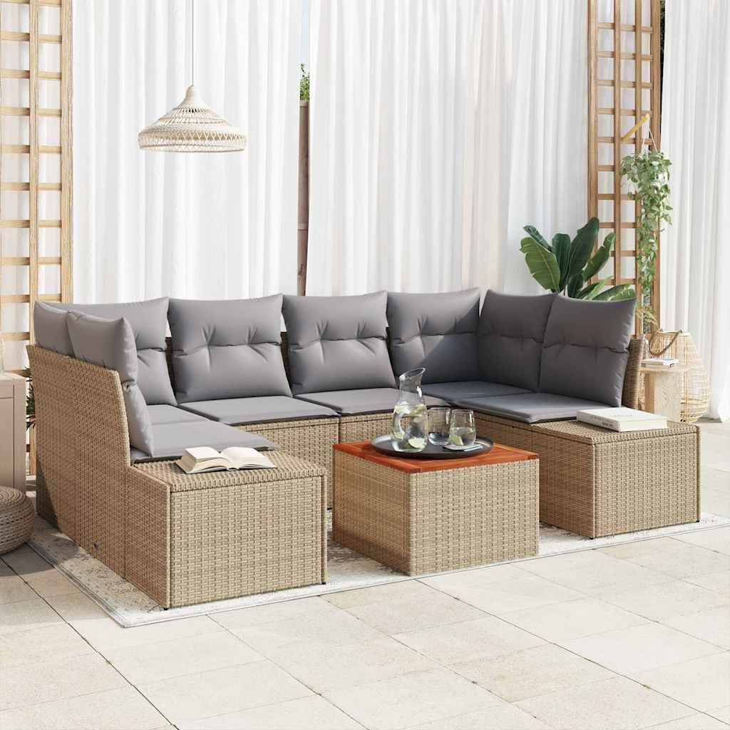 Garten-Sofa-Set 7 pcs Schwarz und Weiß
