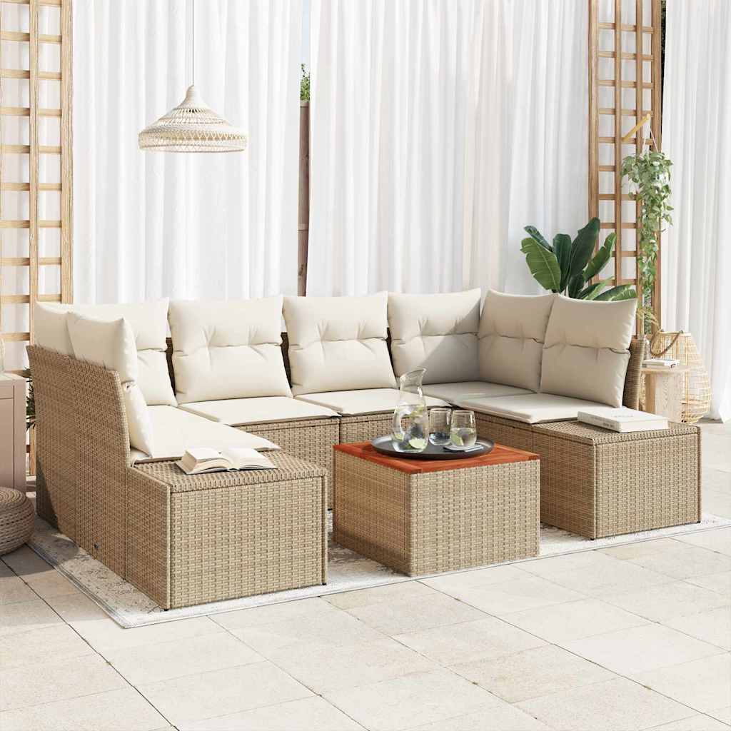 Garten-Sofa-Set 7 pcs Schwarz und Weiß