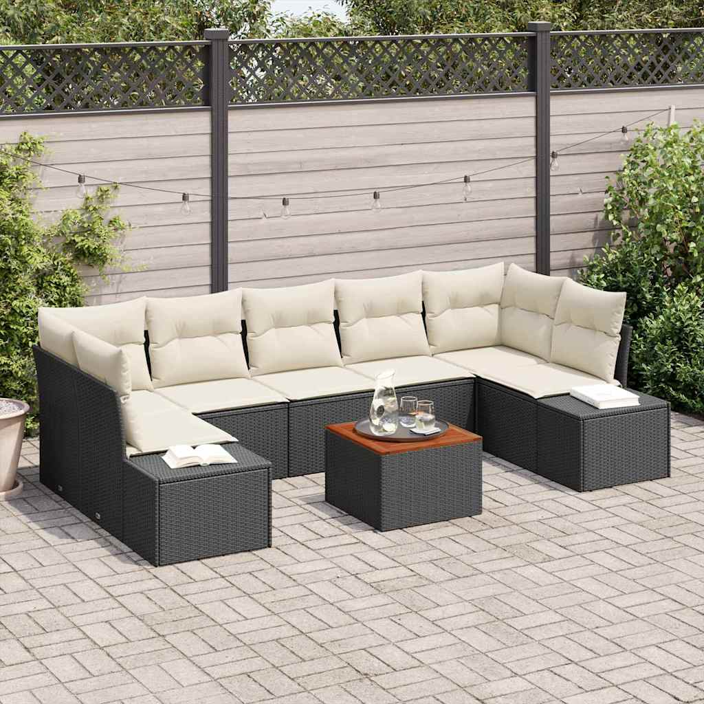 Garten-Sofa-Set 8 pcs Schwarz und Weiß