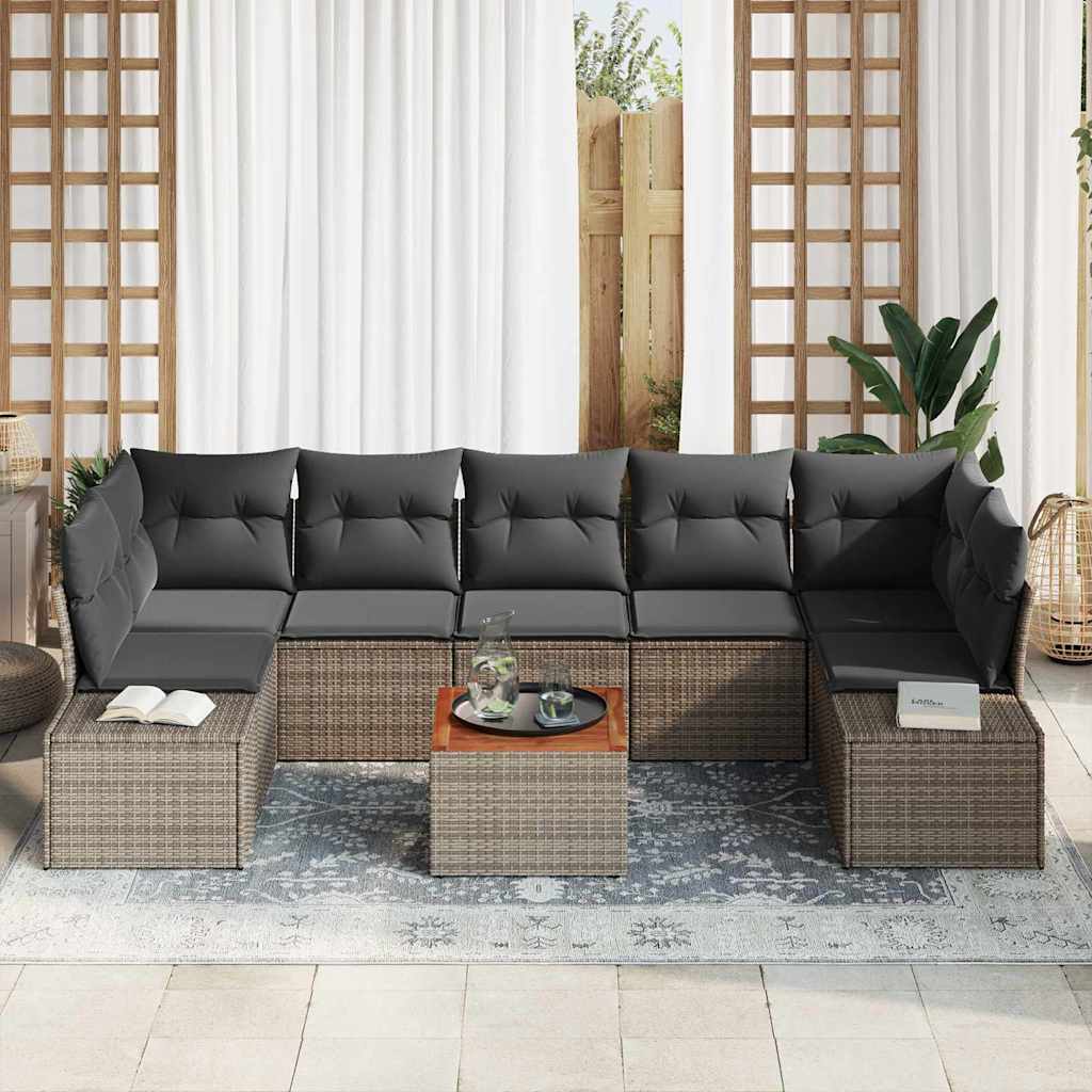 Garten-Sofa-Set 8 pcs Schwarz und Weiß