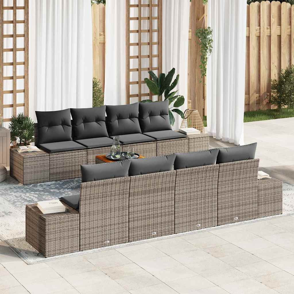 Gartensofa-set mit Speicher 9 pcs Schwarz und Creme Poly-Rattan