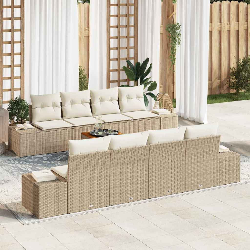 Gartensofa-set mit Speicher 9 pcs Schwarz und Creme Poly-Rattan