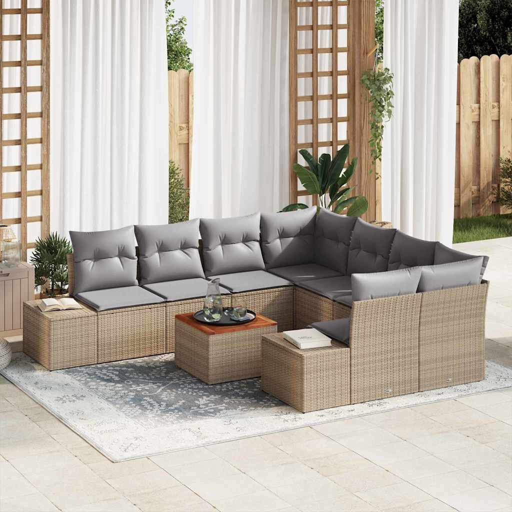 Garten-Sofa-Set 9 pcs Schwarz und Weiß