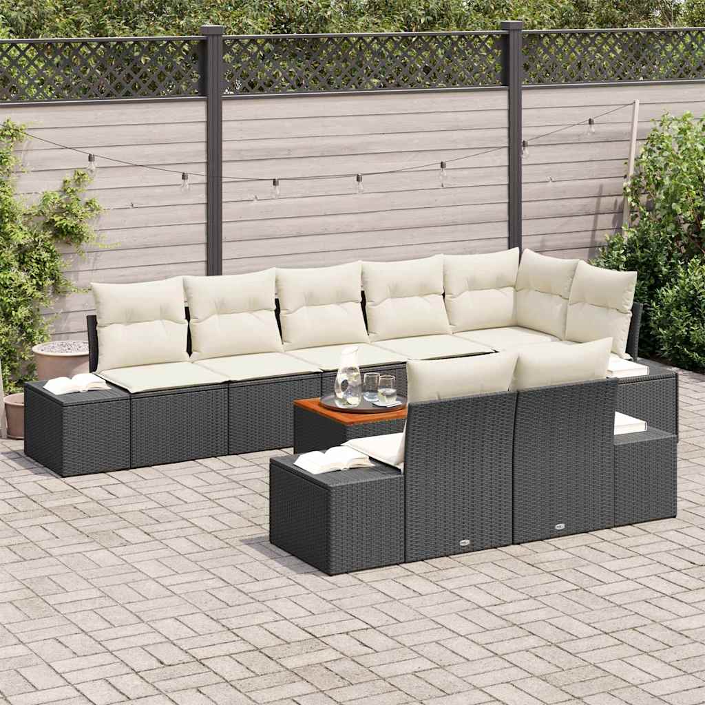 Garten-Sofa-Set 9 pcs Schwarz und Weiß