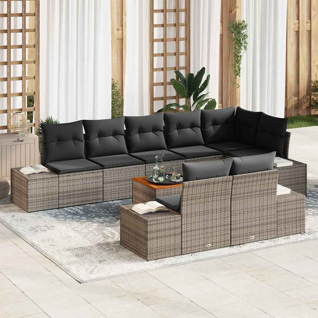 Garten-Sofa-Set 9 pcs Schwarz und Weiß