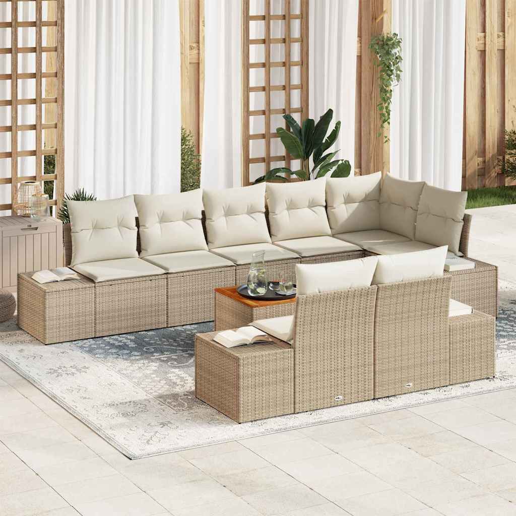 Garten-Sofa-Set 9 pcs Schwarz und Weiß