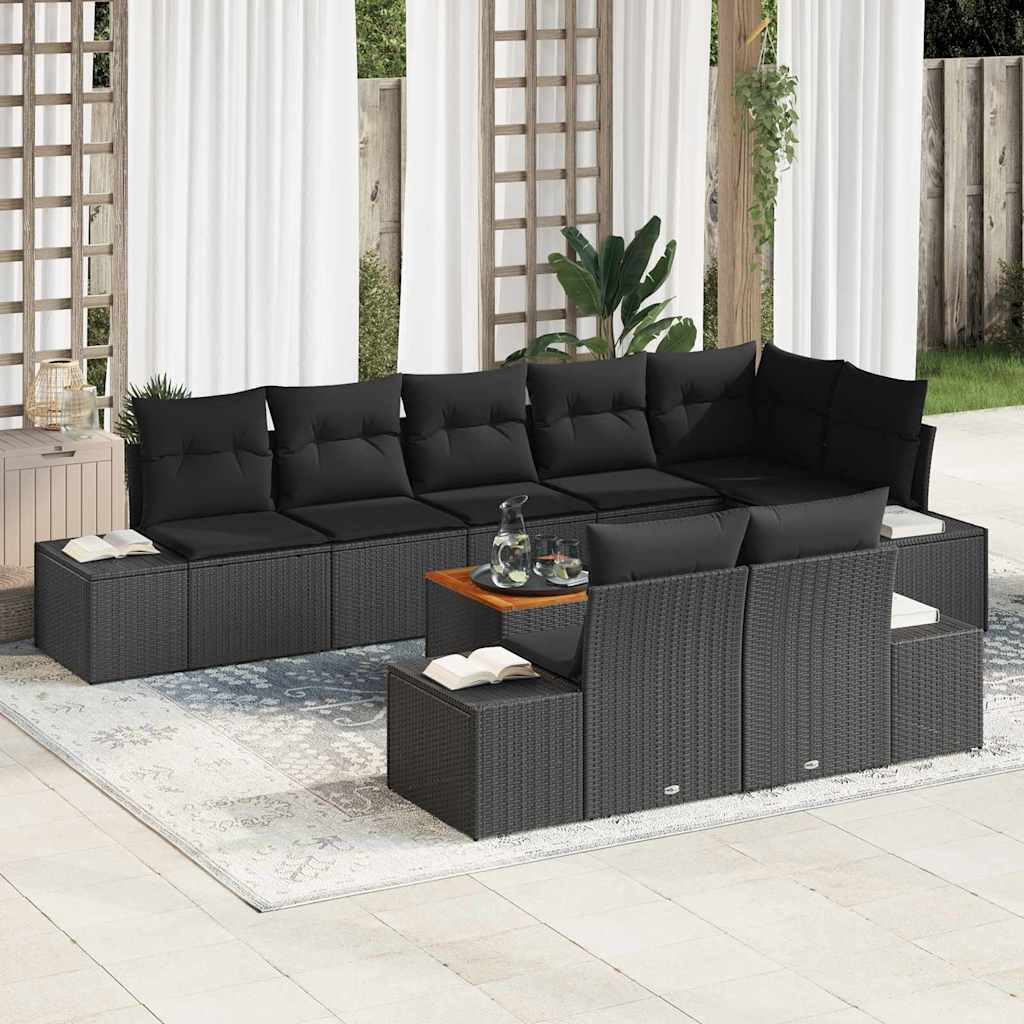 Garten-Sofa-Set 9 pcs Schwarz und Weiß
