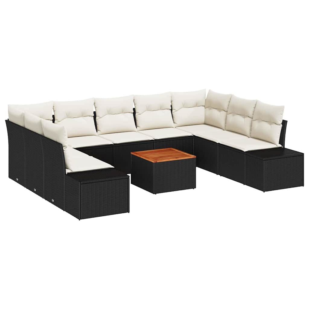 Garten-Sofa-Set 10 pcs Schwarz und Weiß